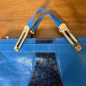 Clutch Convertible Strap/Handles Blue & Gold Trim